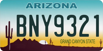 AZ license plate BNY9321