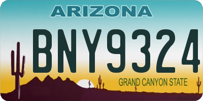 AZ license plate BNY9324