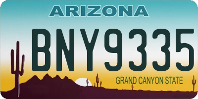 AZ license plate BNY9335