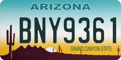 AZ license plate BNY9361