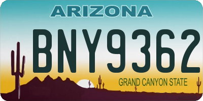 AZ license plate BNY9362