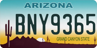 AZ license plate BNY9365