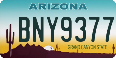 AZ license plate BNY9377