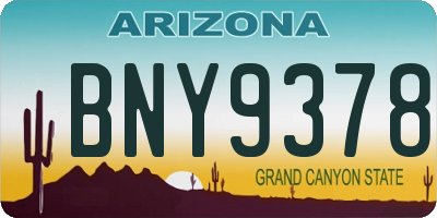 AZ license plate BNY9378