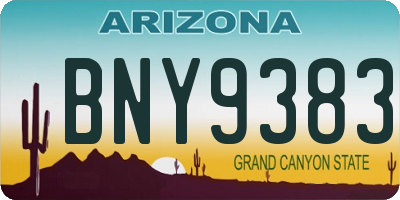 AZ license plate BNY9383