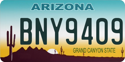 AZ license plate BNY9409