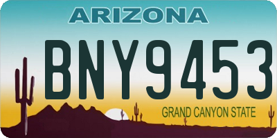 AZ license plate BNY9453