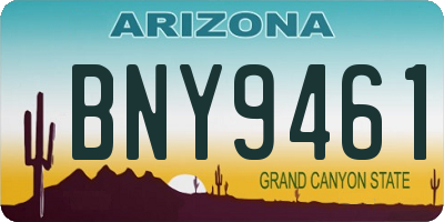 AZ license plate BNY9461