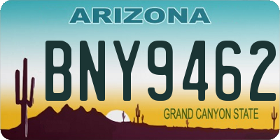 AZ license plate BNY9462