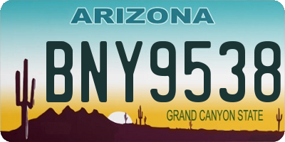 AZ license plate BNY9538