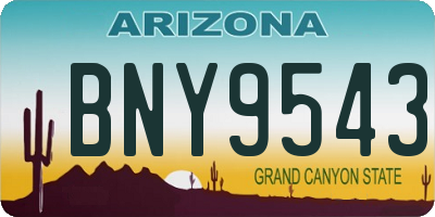AZ license plate BNY9543