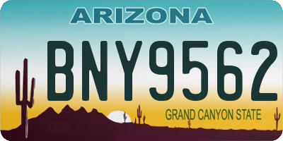 AZ license plate BNY9562