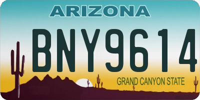 AZ license plate BNY9614