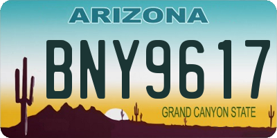 AZ license plate BNY9617