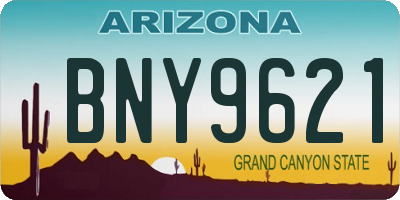AZ license plate BNY9621