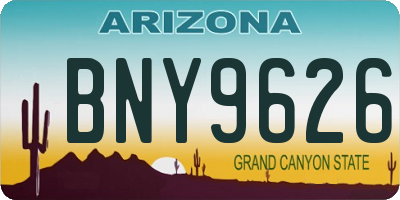 AZ license plate BNY9626