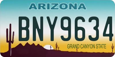 AZ license plate BNY9634