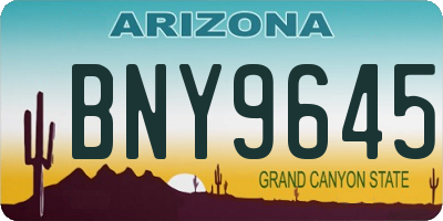 AZ license plate BNY9645