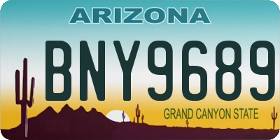 AZ license plate BNY9689