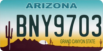 AZ license plate BNY9703