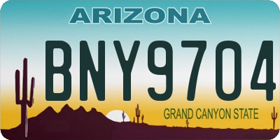 AZ license plate BNY9704