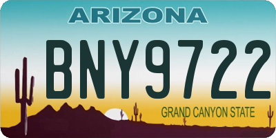 AZ license plate BNY9722