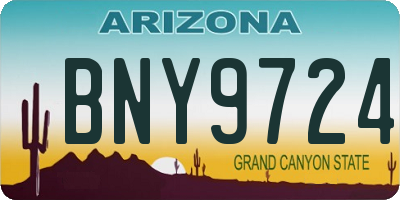 AZ license plate BNY9724