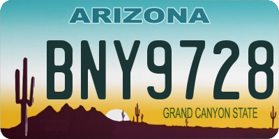 AZ license plate BNY9728