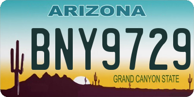 AZ license plate BNY9729