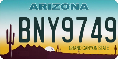 AZ license plate BNY9749