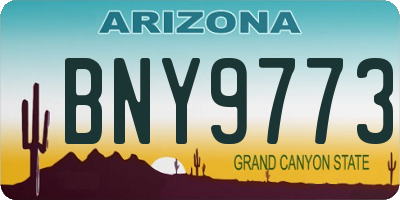 AZ license plate BNY9773