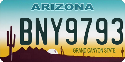 AZ license plate BNY9793