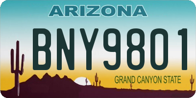 AZ license plate BNY9801