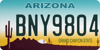 AZ license plate BNY9804