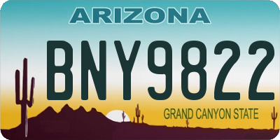 AZ license plate BNY9822