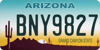 AZ license plate BNY9827