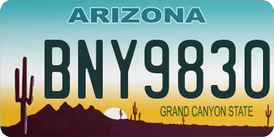 AZ license plate BNY9830