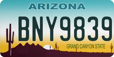 AZ license plate BNY9839