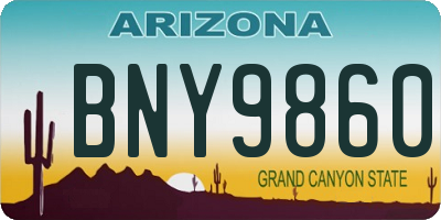 AZ license plate BNY9860