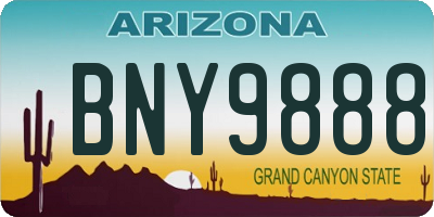 AZ license plate BNY9888