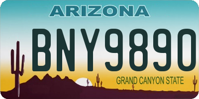 AZ license plate BNY9890