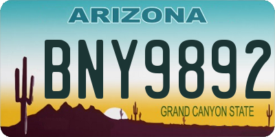 AZ license plate BNY9892