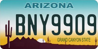 AZ license plate BNY9909