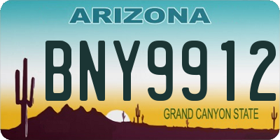AZ license plate BNY9912