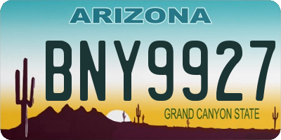 AZ license plate BNY9927