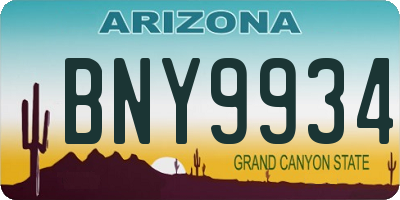 AZ license plate BNY9934