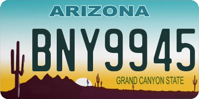 AZ license plate BNY9945