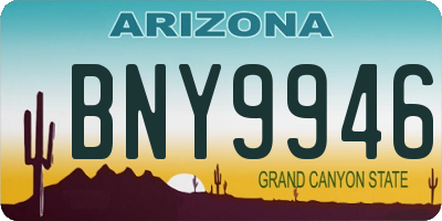 AZ license plate BNY9946