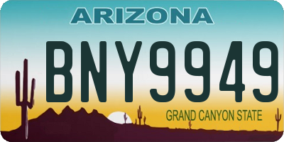 AZ license plate BNY9949