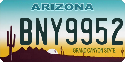 AZ license plate BNY9952